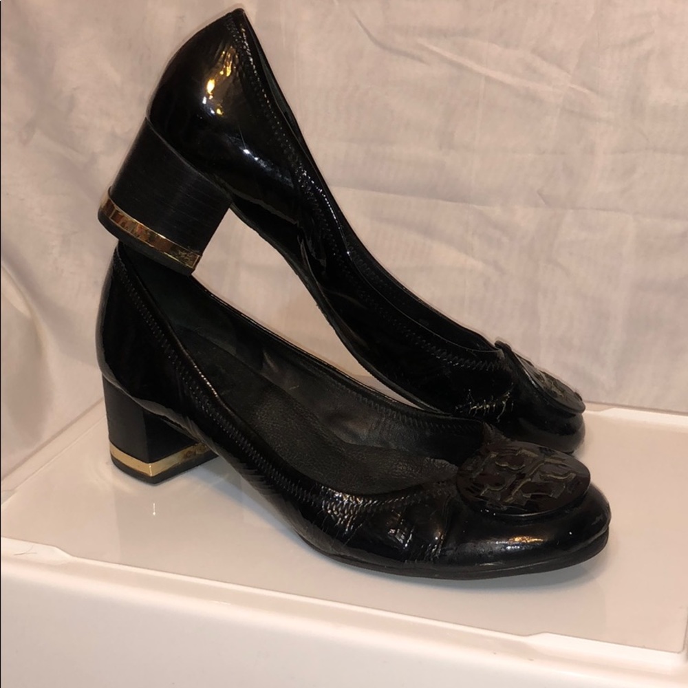 Patent leather Tory Burch heels.